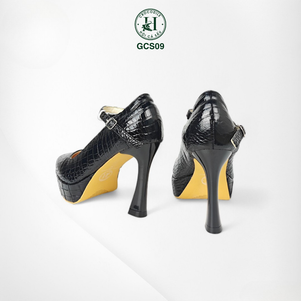 Giày nữ đế đúp da bụng cá sấu cao cấp GCS09