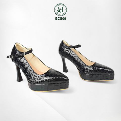 Giày nữ đế đúp da bụng cá sấu cao cấp GCS09