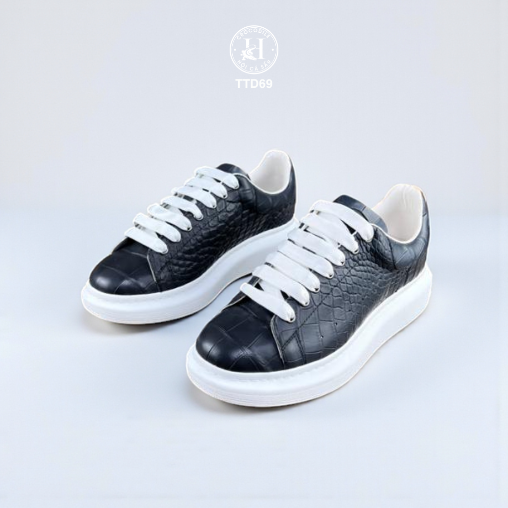 TTD69 – GIÀY THỂ THAO DA CÁ SẤU ĐEN LUXURY – CHUẨN PHONG CÁCH QUÝ ÔNG HIỆN ĐẠI
