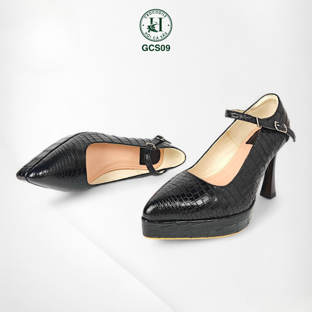 Giày nữ đế đúp da bụng cá sấu cao cấp GCS09