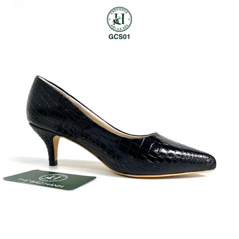 Giày nữ cao gót da cá sấu cao cấp GCS01 , cao 5cm
