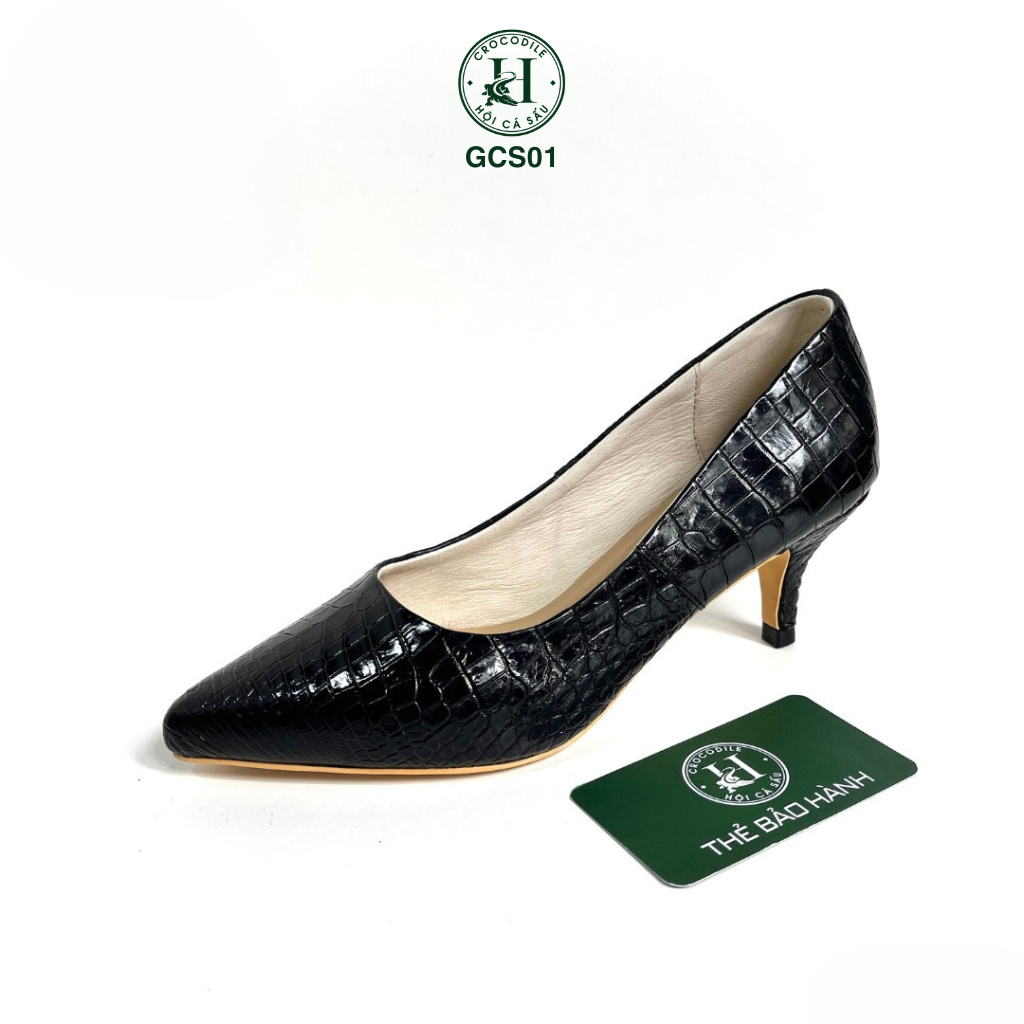 Giày nữ cao gót da cá sấu cao cấp GCS01 , cao 5cm