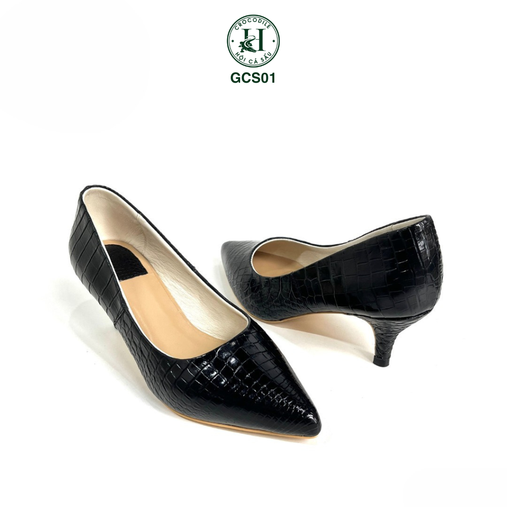 Giày nữ cao gót da cá sấu cao cấp GCS01 , cao 5cm