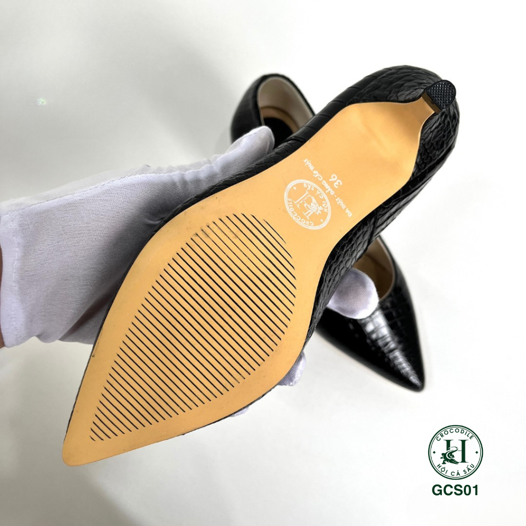 Giày nữ cao gót da cá sấu cao cấp GCS01 , cao 5cm