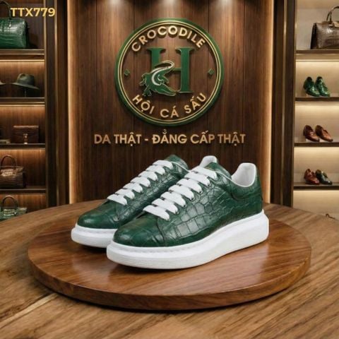 TTX779 – GIÀY THỂ THAO DA CÁ SẤU XANH LUXURY – SẮC XANH CỦA NGƯỜI TIÊN PHONG