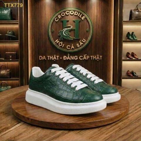 TTX779 – GIÀY THỂ THAO DA CÁ SẤU XANH LUXURY – SẮC XANH CỦA NGƯỜI TIÊN PHONG