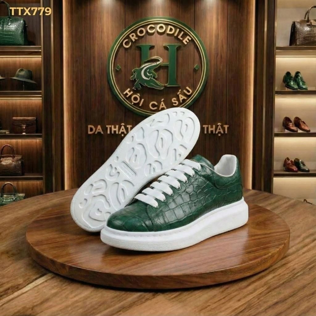 TTX779 – GIÀY THỂ THAO DA CÁ SẤU XANH LUXURY – SẮC XANH CỦA NGƯỜI TIÊN PHONG