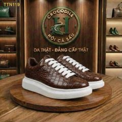 TTN119 – GIÀY THỂ THAO DA CÁ SẤU MÀU NÂU LUXURY – CHẤT ĐẲNG CẤP, FORM PHONG CÁCH