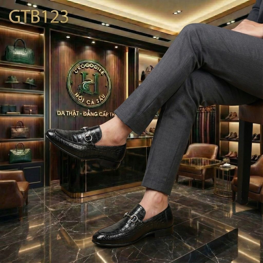 GTB123 – GIÀY LOAFER DA BỤNG CÁ SẤU THÁI LAN HẠNG A, CHUẨN KHÍ CHẤT QUÝ ÔNG