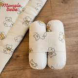 Bộ 2 Gối Ôm Chắn Chống Lật Mongle Bebe Hàn Quốc Muslin Mềm Mịn Giúp Bé Ngủ Ngon 30x13cm