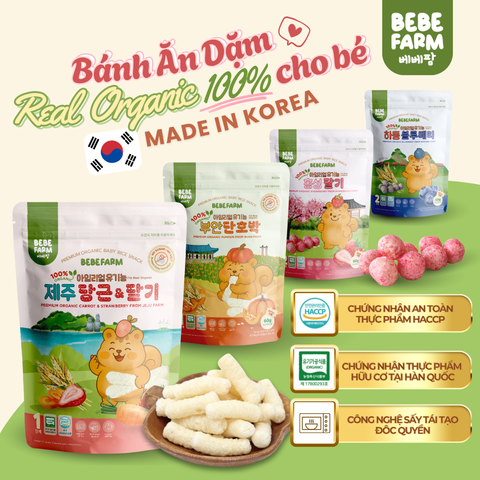 Bánh Ăn Dặm Bebefarm Hữu Cơ Organic 100% Cho Bé Hàn Quốc