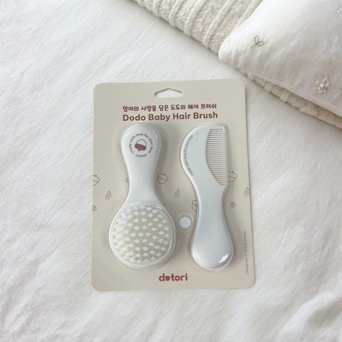 Set 2 Lược chải tóc, gôi đầu & massage đầu Dotori Hàn Quốc cho bé sơ sinh