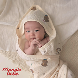 Ủ Choàng Tắm Che Nắng Cotton Muslin Cho Bé Mongle Bebe Hàn Quốc