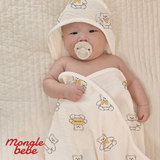 Ủ Choàng Tắm Che Nắng Cotton Muslin Cho Bé Mongle Bebe Hàn Quốc