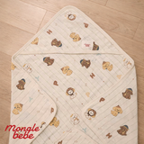 Ủ Choàng Tắm Che Nắng Cotton Muslin Cho Bé Mongle Bebe Hàn Quốc