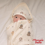 Ủ Choàng Tắm Che Nắng Cotton Muslin Cho Bé Mongle Bebe Hàn Quốc