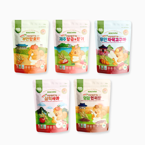 COMBO 5 Gói Bánh Ăn Dặm Bebefarm Hữu Cơ Organic 100% Cho Bé Hàn Quốc - Thanh dài - Cho bé từ 4 tháng