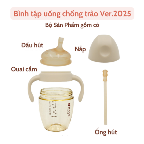 Bình Tập Uống All-In-One Bình Tập Hút Chống Trào Modui Bluemama Mới Ver.2025 PPSU Cao Cấp