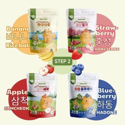 COMBO 4 Gói Bánh Ăn Dặm Bebefarm Hữu Cơ Organic 100% Cho Bé Hàn Quốc - Dạng viên - 4 vị - Cho bé từ 10 - 36 tháng