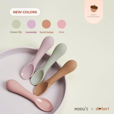 Muỗng ăn dặm cho bé Bluemama Modui BLW Silicone bạch kim - Made in Korea