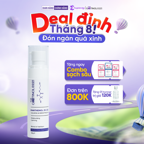 Gel dưỡng phục hồi PANTHENOL 5% GEL CALMING & SMOOTHES SKIN giúp làm dịu và dưỡng ẩm làn da The Gentinol 0221 50g