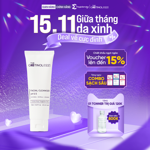 Sữa rửa mặt FACIAL CLEANSER PH5.5 làm sạch da mặt, giúp dưỡng ẩm da, ngăn ngừa mụn The Gentinol 0221 150ml