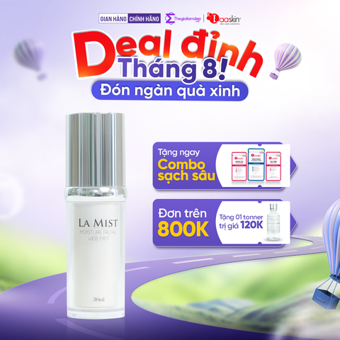 Nước xịt khoáng nâng cơ Lamist Laaskin hỗ trợ làm mịn da, giảm nếp nhăn và chân chim 30ml