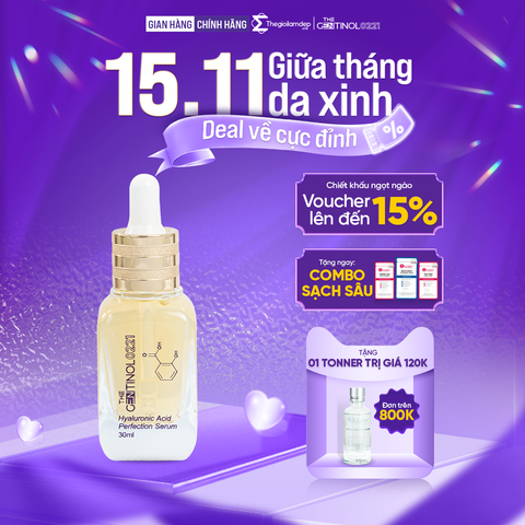 Serum Hyaluronic Acid Perfection dưỡng ẩm, làm mờ vết thâm, hỗ trợ da căng bóng, mịn màng The Gentinol 0221 30ml