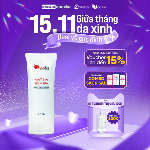 Mặt nạ tràm trà Laaskin hỗ trợ làn da trở nên trắng hồng và dưỡng ẩm da mịn màng 50g