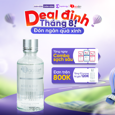 Nước cân bằng da Toner Laaskin hỗ trợ dưỡng ẩm da, giảm mụn, dưỡng trắng và se khít lỗ chân lông Acne & Oily Skin Toner 50ml
