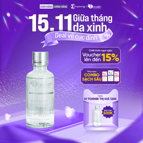 Nước cân bằng da Toner Laaskin dưỡng ẩm da, giảm mịn, dưỡng trắng và se khít lỗ chân lông Ance & Oily Skin Toner 50ml