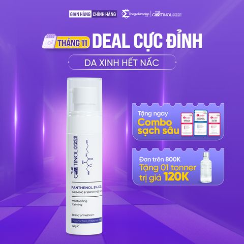 Gel dưỡng phục hồi PANTHENOL 5% GEL CALMING & SMOOTHES SKIN giúp làm dịu và dưỡng ẩm làn da The Gentinol 0221 50g
