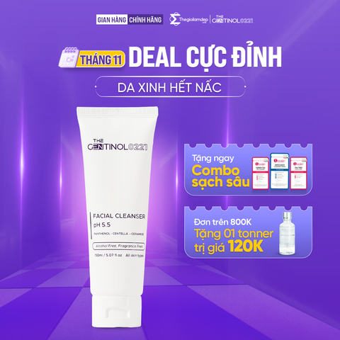 Sữa rửa mặt FACIAL CLEANSER PH5.5 làm sạch da mặt, giúp dưỡng ẩm da, ngăn ngừa mụn The Gentinol 0221 150ml