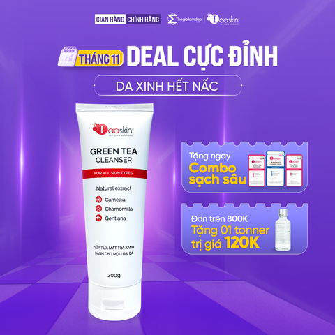 Sữa rửa mặt trà xanh GREEN TEA CLEANSER Laaskin làm sạch và cung cấp độ ẩm cho da 200g