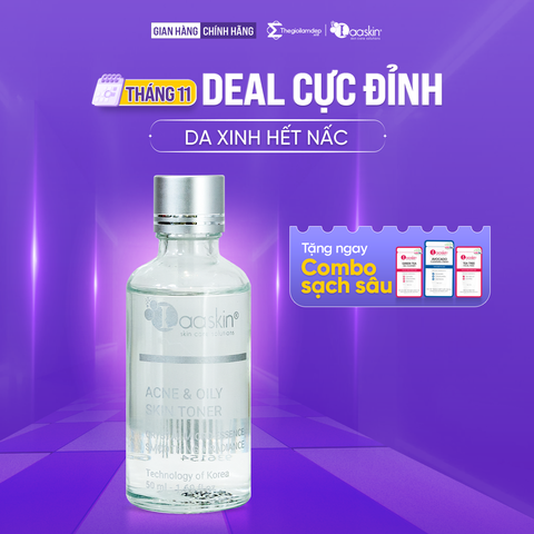 Nước cân bằng da Toner Laaskin dưỡng ẩm da, giảm mịn, dưỡng trắng và se khít lỗ chân lông Ance & Oily Skin Toner 50ml