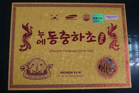 Nước đông trùng hạ thảo Pocheon hộp gỗ vàng