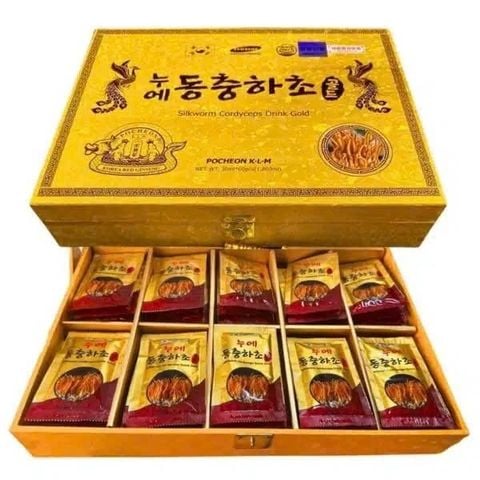 Nước đông trùng hạ thảo Pocheon hộp gỗ vàng