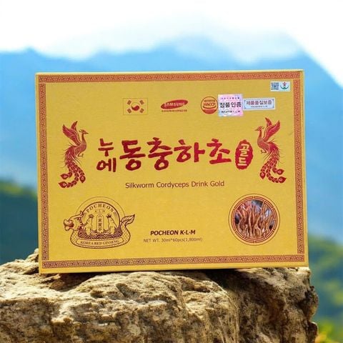 Nước đông trùng hạ thảo Pocheon hộp gỗ vàng