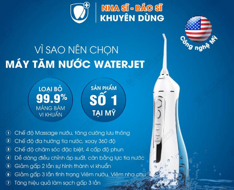  Máy tăm nước WaterJet Flosser Cordless Advanced 