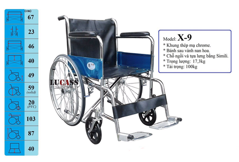  Xe lăn tay LUCASS X-9/MW809 vải simili 