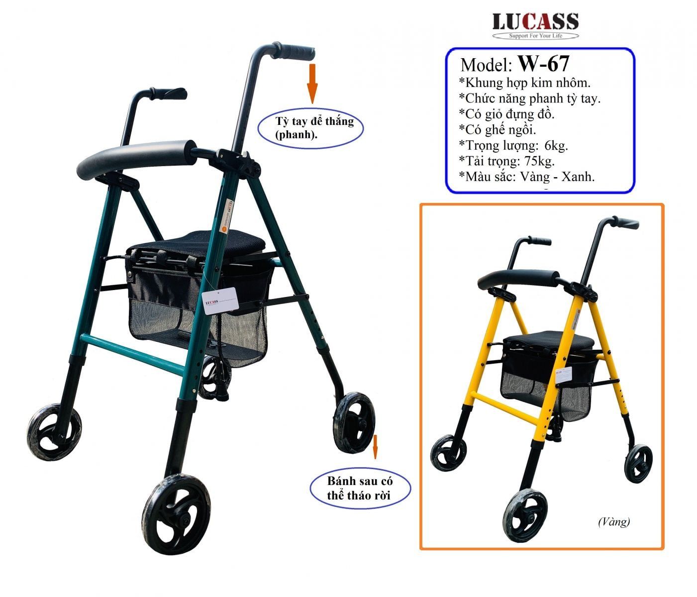  Khung tập đi có ghế Lucass W-67 