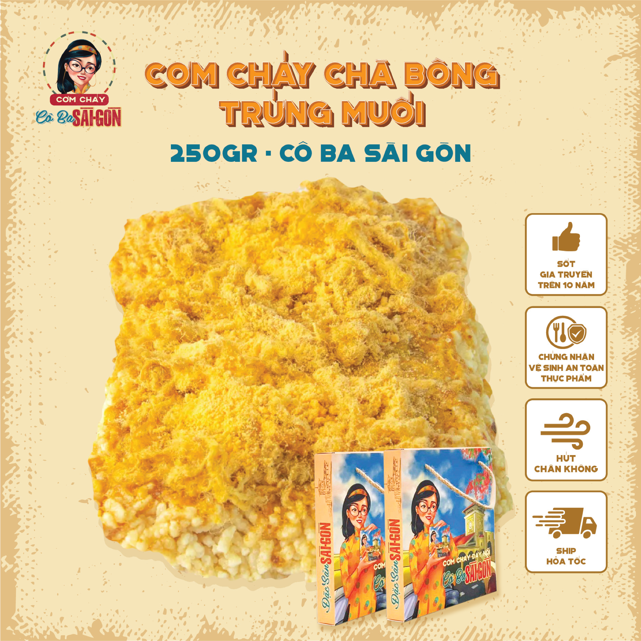 Cơm Cháy Chà Bông Trứng Muối Ép Khuôn Vuông