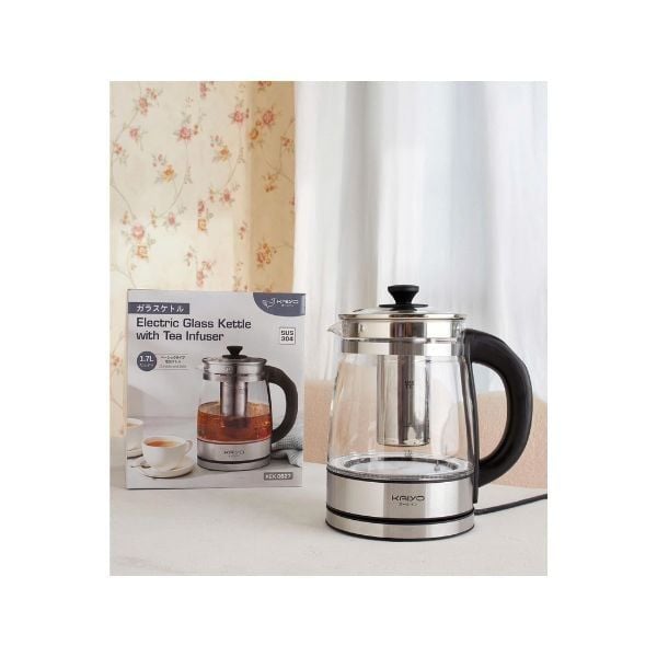  KAIYO-Ấm siêu tốc thuỷ tinh kèm lõi lọc trà 1,7L 