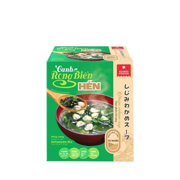  ASUZAC - Canh rong biển Hến hộp 35g (10 gói) 