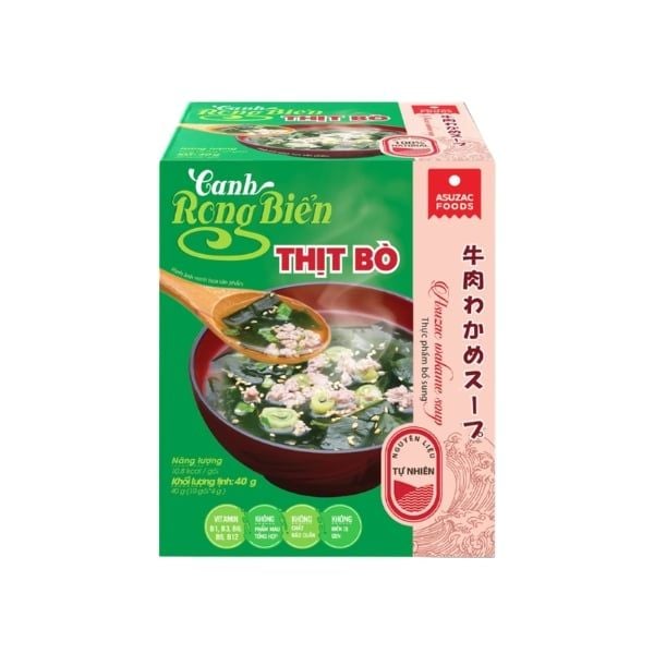  ASUZAC - Canh rong biển thịt bò hộp 40g (10 gói) 