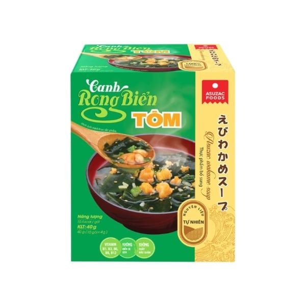  ASUZAC - Canh rong biển Tôm hộp 40g (10 gói) 