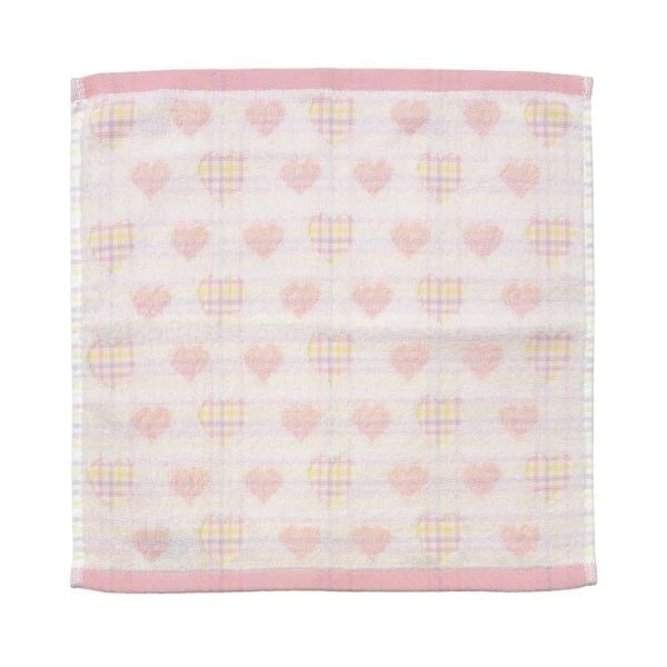  HAYASHI- Khăn mặt họa tiết trái tim hồng 34x35cm 