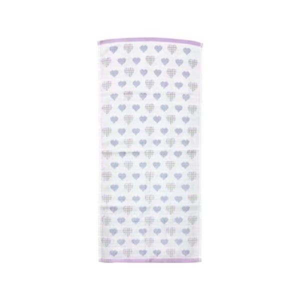  HAYASHI- Khăn tắm họa tiết trái tim tím 34x80cm 