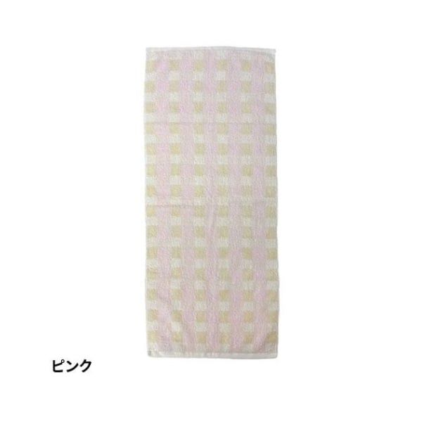  HAYASHI- Khăn tắm kẻ karo màu hồng 34x80cm 