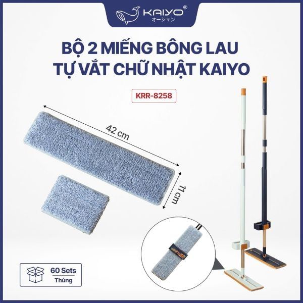  KAIYO- Bộ 2 miếng bông lau tự vắt chữ nhật 